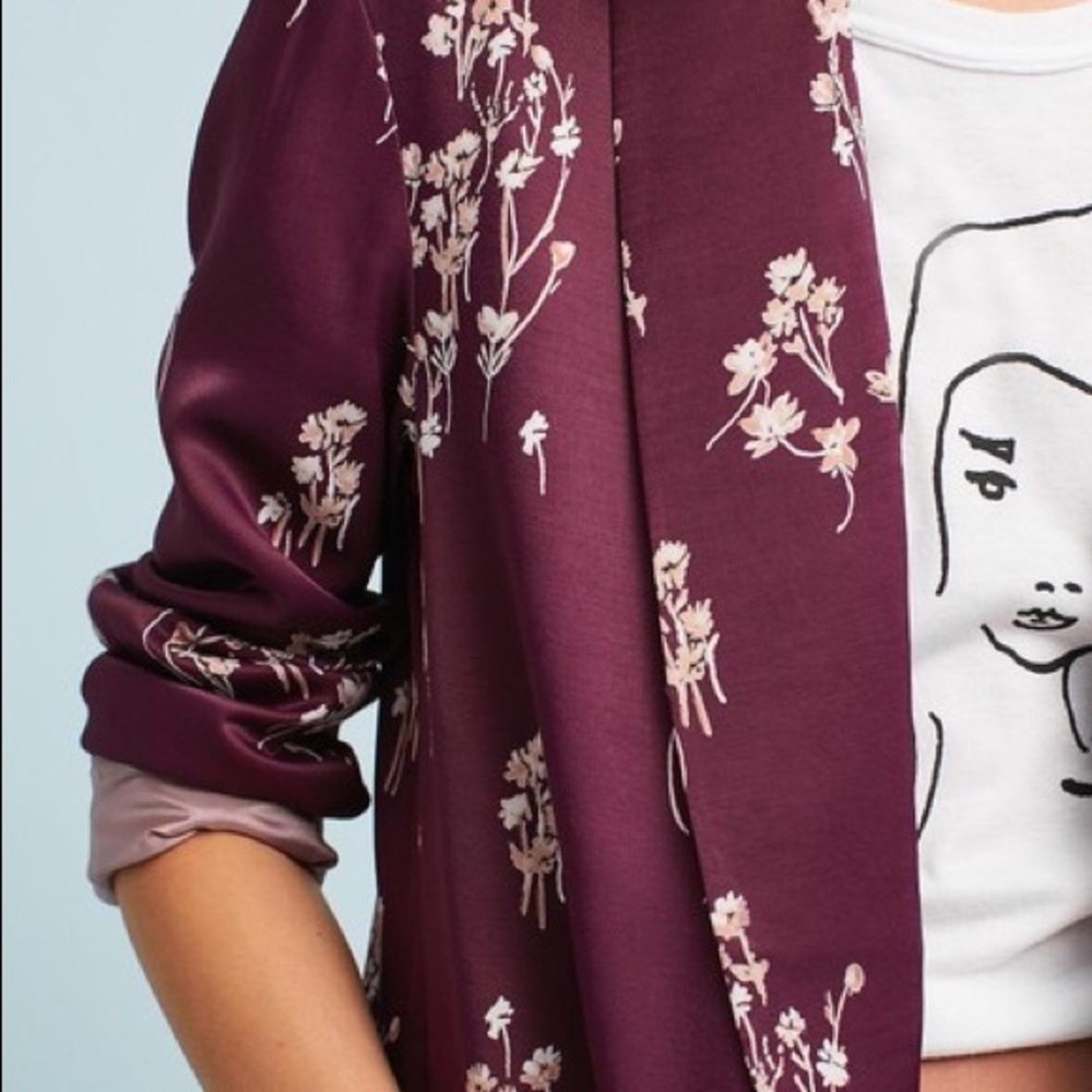 Anthropologie Ett:twa Tavie Floral Satin Blazer - Picture 4 of 8